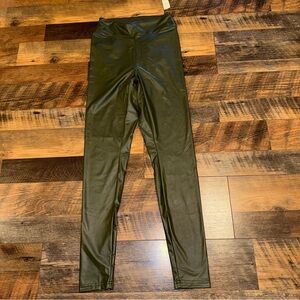 Aerie Olive Green Faux Leather Leggings
